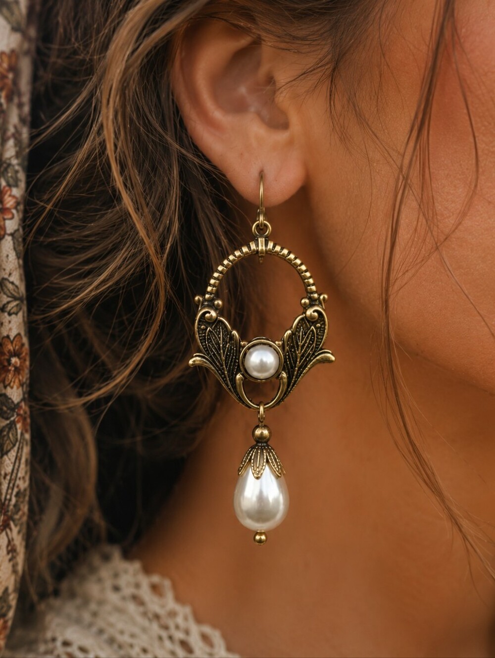 ANTHROPOLOGIE VINTAGE RUSTIC DROP EARRINGS